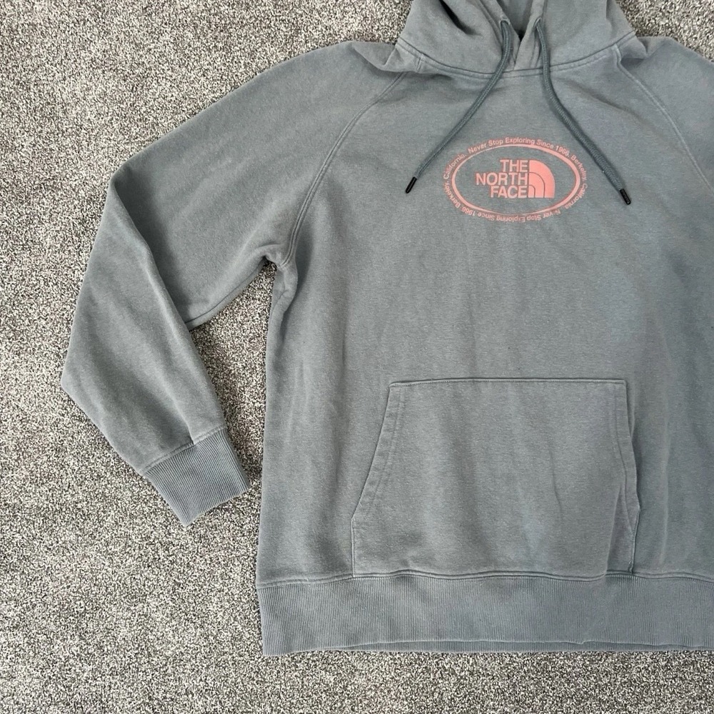 The North Face Hoodie Womens Large Gray Logo Pullover Sweatshirt - Picture 2 of 8